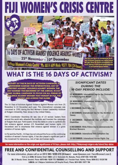 FWCC Marks 16 Days of Activism 2020