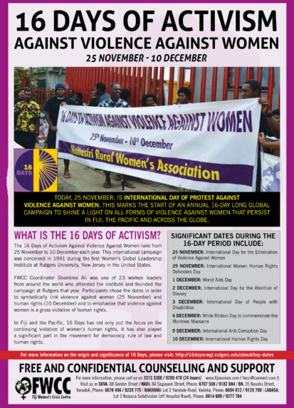 FWCC Marks 16 Days of Activism 2017